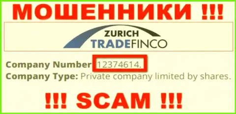 12374614 - это рег. номер ЦюрихТрейдФинко, который показан на официальном информационном портале компании