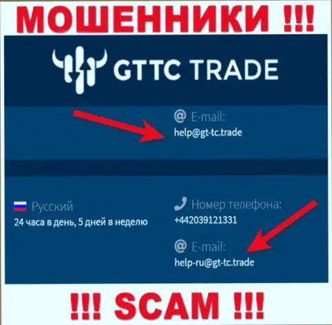 GT TC Trade - КИДАЛЫ !!! Этот e-mail показан на их официальном интернет-ресурсе