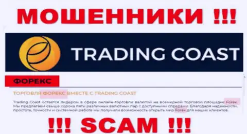 Область деятельности Trading Coast: Форекс - отличный доход для мошенников