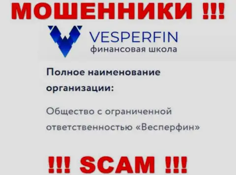 Инфа про юридическое лицо кидал Vesper Fin - ООО Весперфин, не сохранит Вас от их загребущих рук