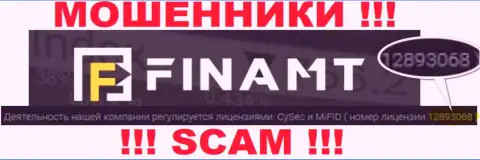 Ворюги Finamt LTD не скрывают свою лицензию, опубликовав ее на сайте, однако будьте очень осторожны !!!
