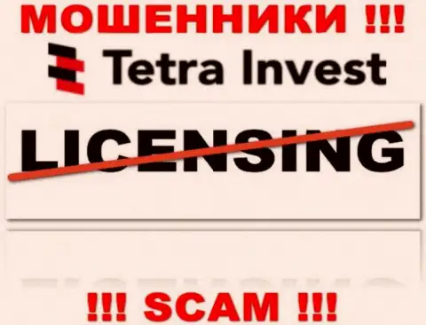 Лицензию аферистам никто не выдает, в связи с чем у internet мошенников Tetra Invest ее и нет