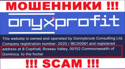 8 Copthall, Roseau Valley, 00152 Commonwealth of Dominica - это офшорный официальный адрес Onyx Profit, оттуда ВОРЫ обдирают лохов