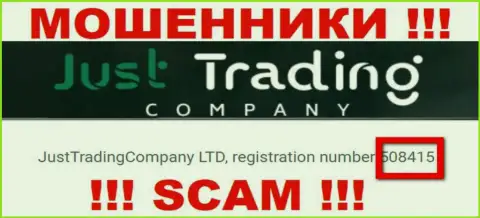 Номер регистрации Just Trading Company, который показан мошенниками у них на сервисе: 508415