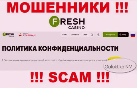 Юр лицо интернет-мошенников FreshCasino - GALAKTIKA N.V