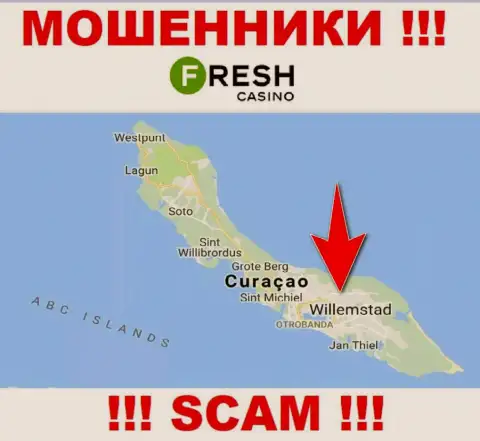 Curaçao - вот здесь, в офшоре, зарегистрированы интернет мошенники Фреш Казино