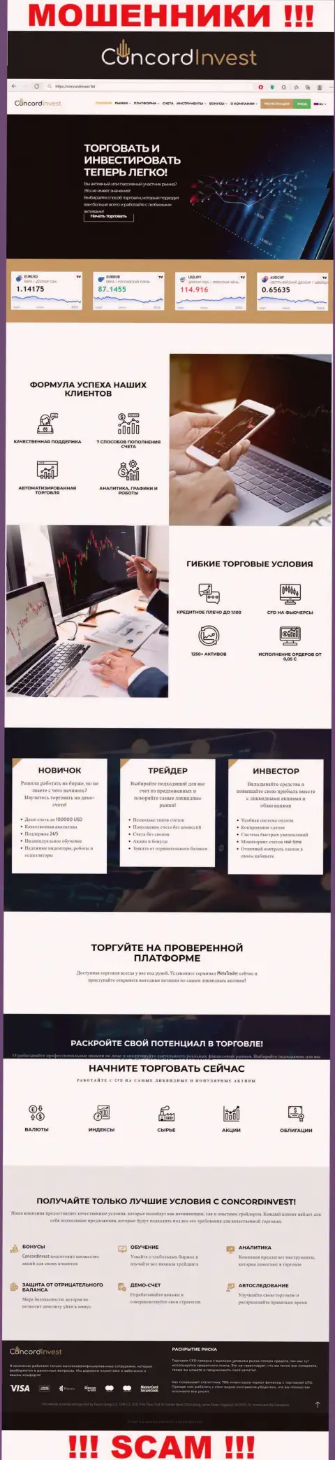 Официальная интернет организации Concord Invest