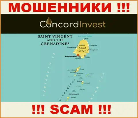 St. Vincent and the Grenadines - здесь, в офшоре, пустили корни мошенники ConcordInvest Ltd