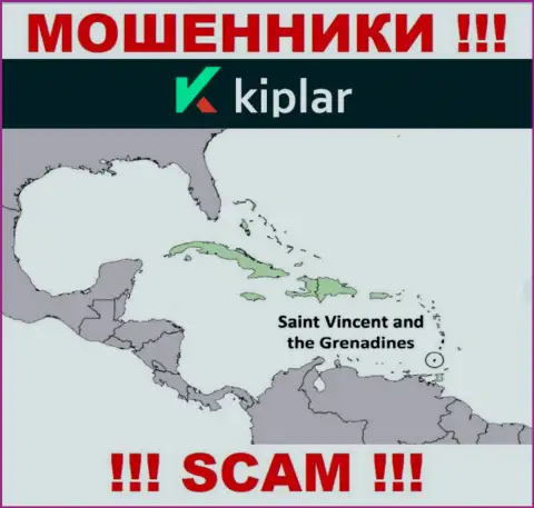 МОШЕННИКИ Kiplar зарегистрированы очень далеко, а именно на территории - St. Vincent and the Grenadines