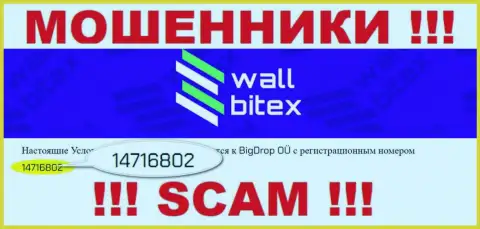 Во всемирной internet сети работают мошенники WallBitex Com !!! Их номер регистрации: 14716802