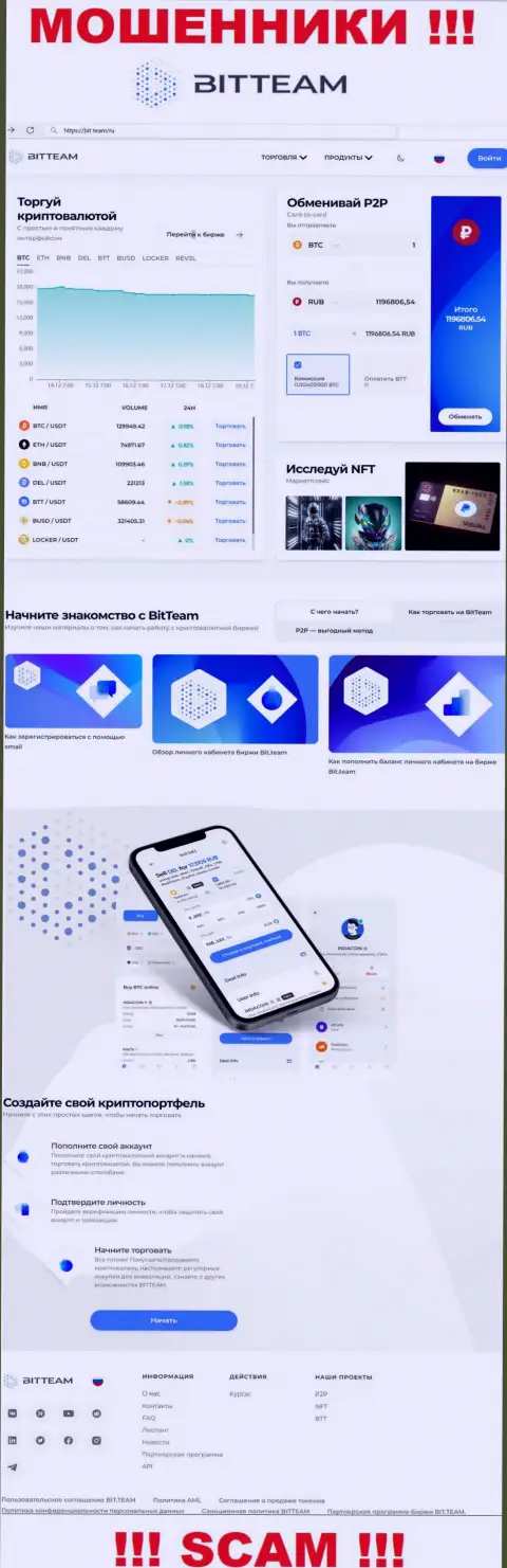 Веб-ресурс мошенников Bit Team