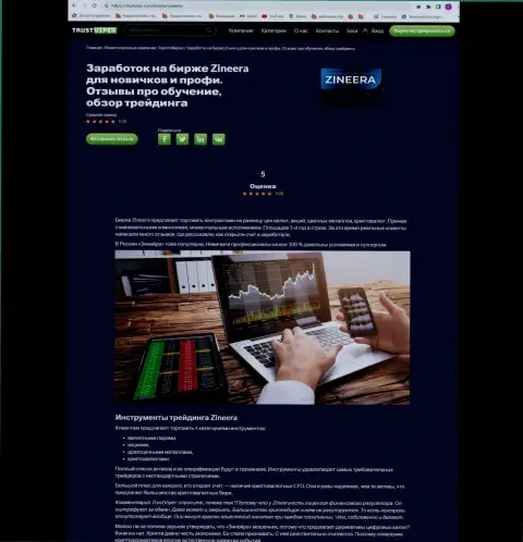 Инструменты для трейдинга в дилинговой компании Зиннейра Ком представлены в обзорной статье на информационном портале Trustviper Com