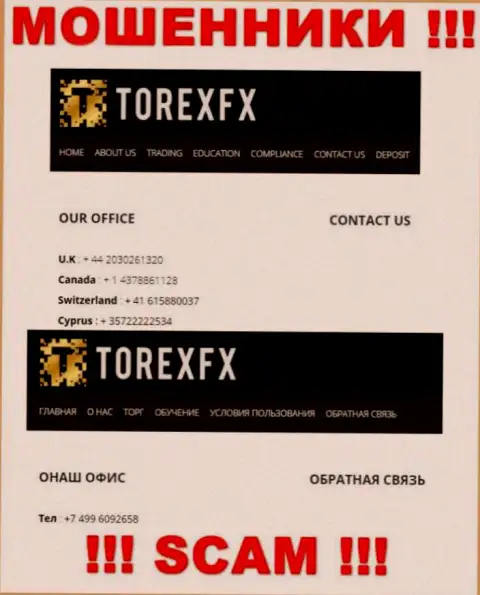 В запасе у интернет-кидал из компании TorexFX припасен не один телефонный номер
